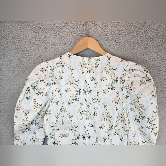 Daniel Bernstein Mini Dress Womens Sz M Floral Dramatic Shoulders Rhinestone - Picture 10 of 13